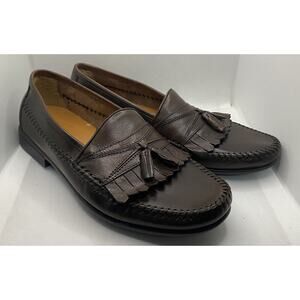 Hush Puppies Men’s Size 9.5 Cervo Brown Leather Loafers Tassel H100991